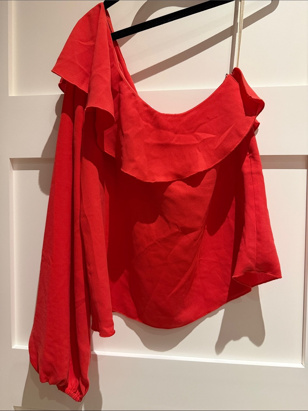 Wilfred Vibrant Coral-Red One-Shoulder Top
